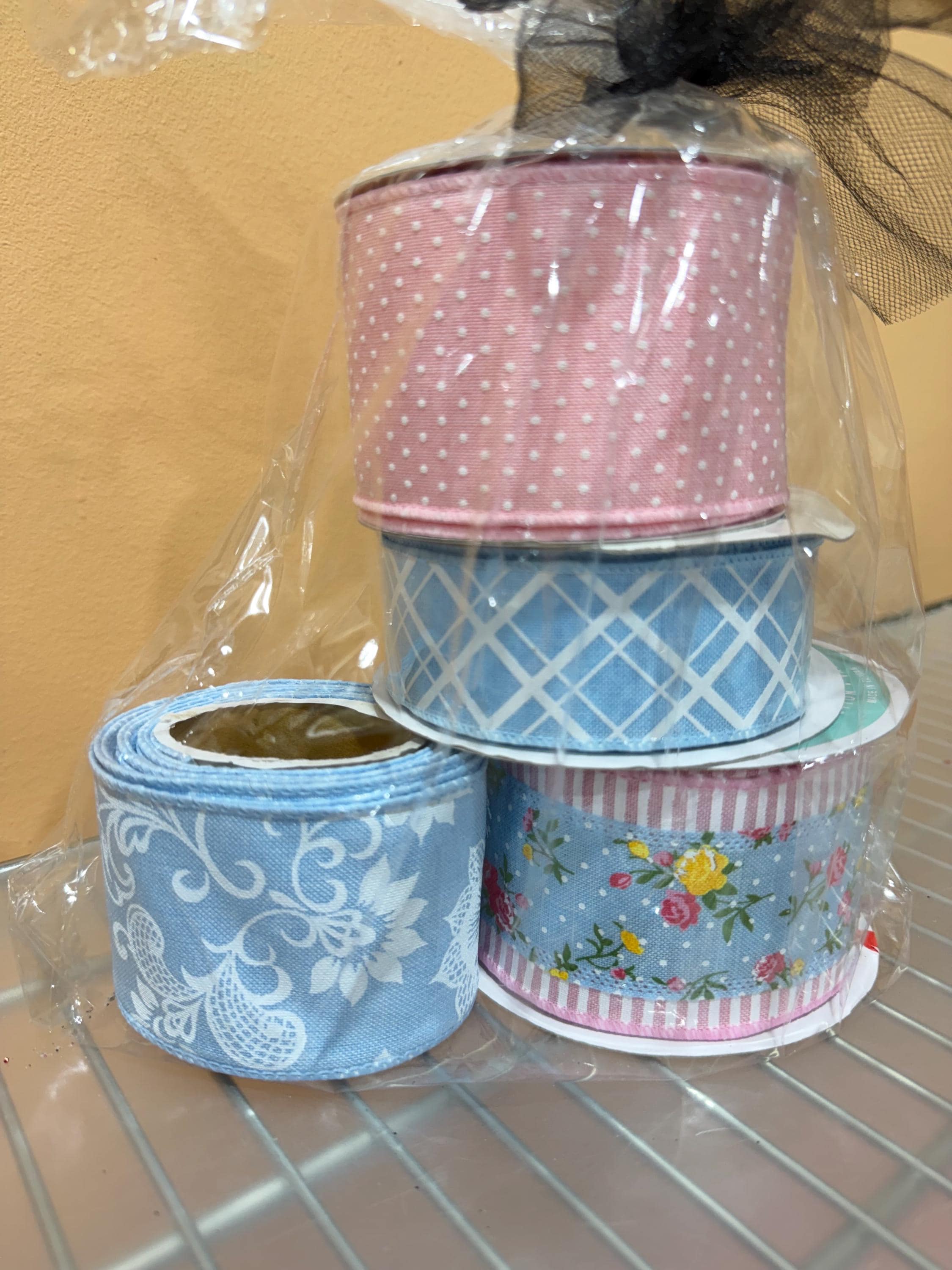 Rolls of Pink Blue  Ribbon~ Jackie, Warehouse Sale