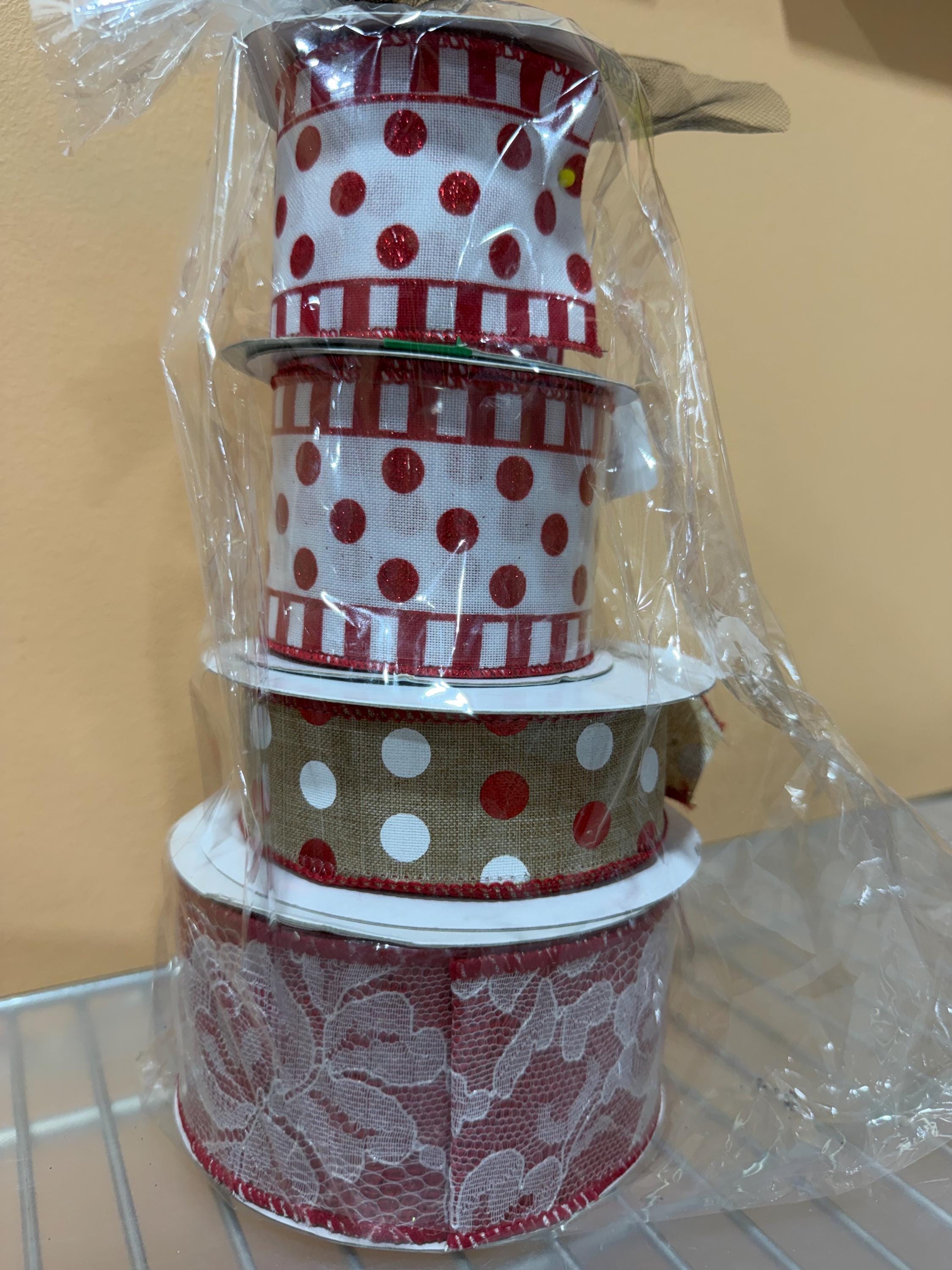 Rolls of Red White Burlap Ribbon~ Jackie, Warehouse Sale