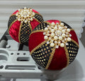 Set of Ornaments Jeweled~ Deep Red Black Gold
