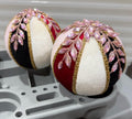 Set of Ornaments Jeweled~ Deep Red White Black Gold