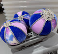 3 Ornaments Jeweled~ Lavender Blue