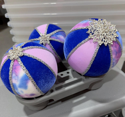3 Ornaments Jeweled~ Lavender Blue