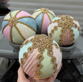 4 Ornaments Jeweled~ Pastel Gold