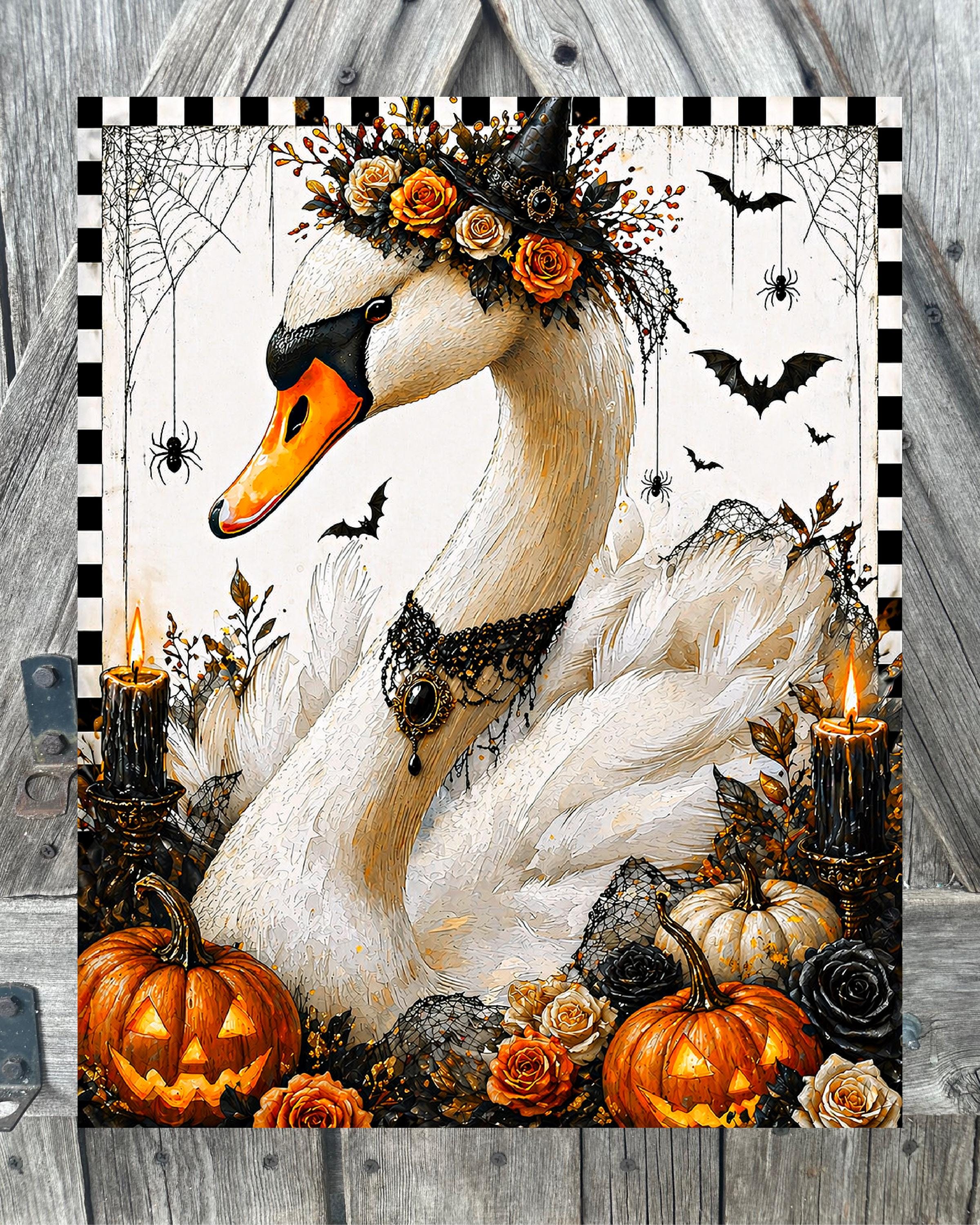 Swan Halloween, Halloween Sign, Halloween Decor, Halloween Wall Art