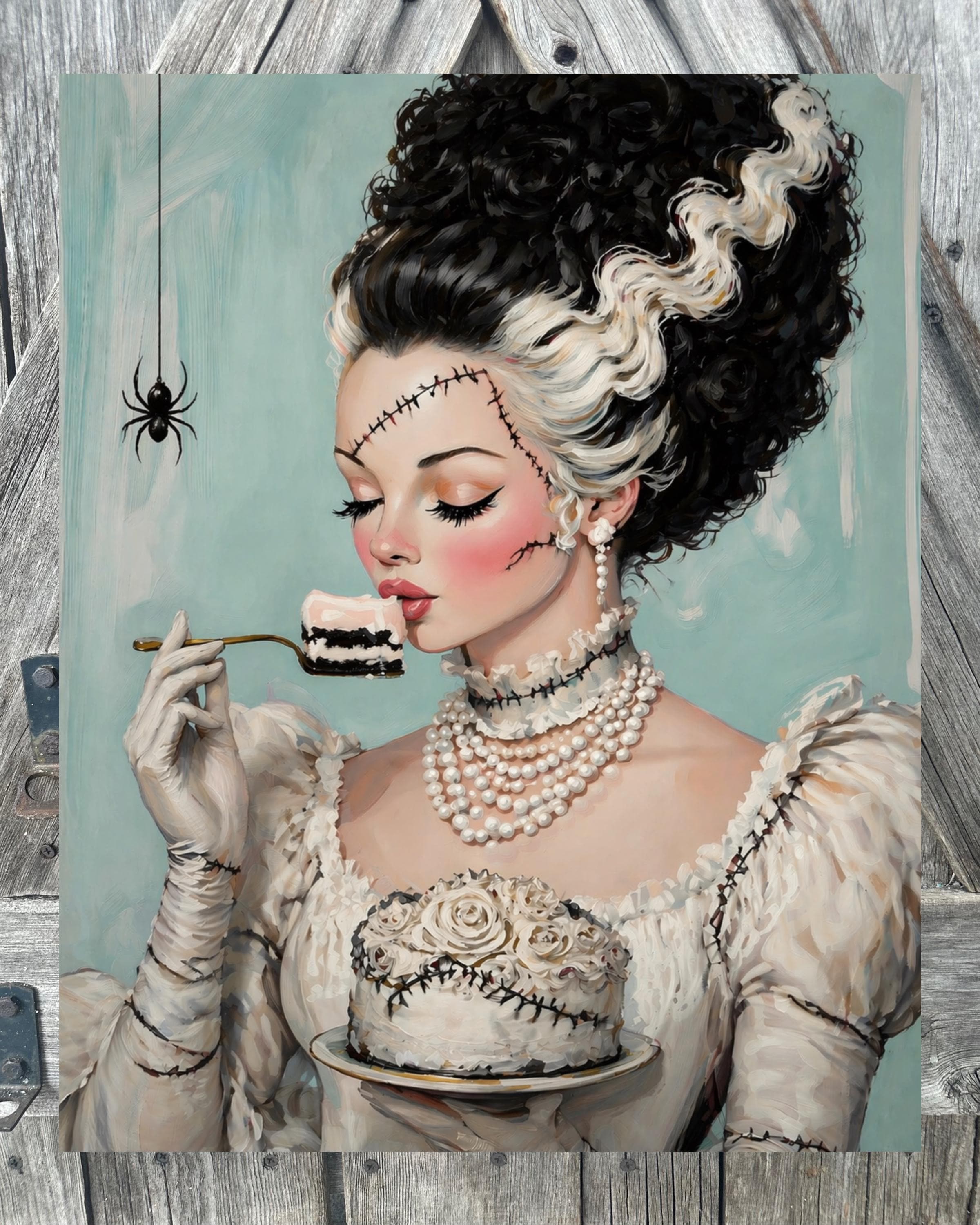 Bride Of Frankenstein Cake, Halloween Sign, Halloween Decor, Halloween Wall Art