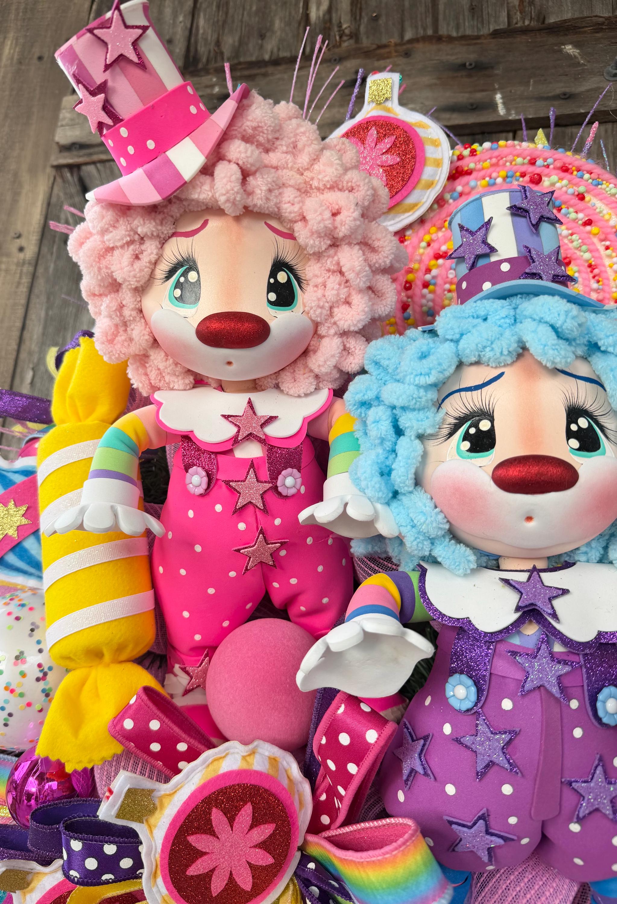 Clown Decor, Birthday Wreath, Clown Wreath, Everyday Wreath, All Season Door Hanging, Circus Wreath