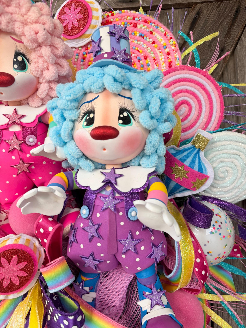 Clown Decor, Birthday Wreath, Clown Wreath, Everyday Wreath, All Season Door Hanging, Circus Wreath