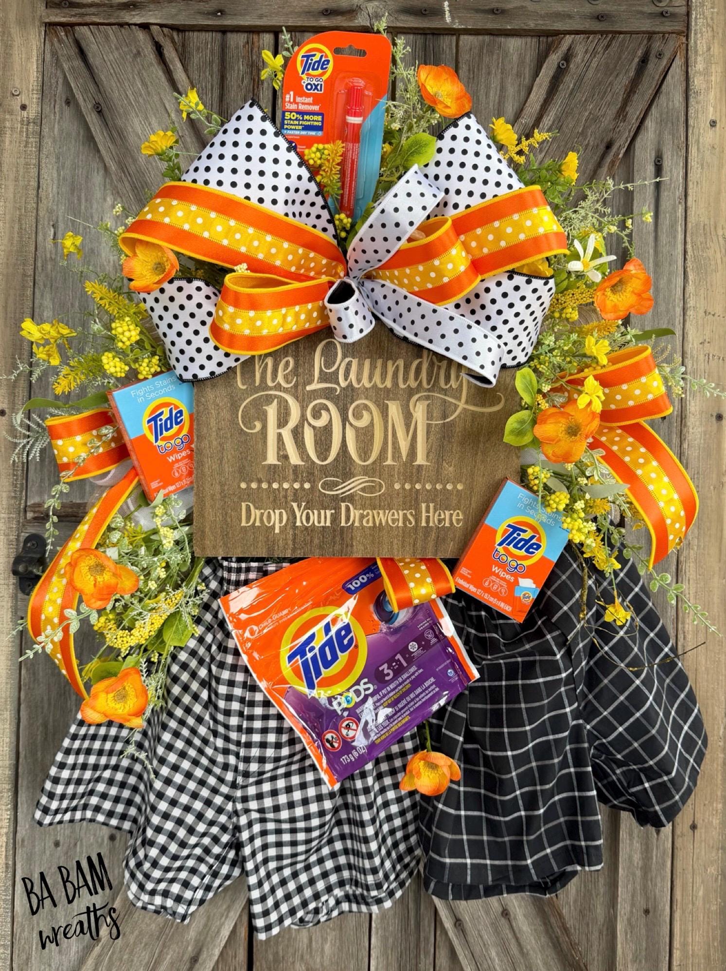 Laundry Room Wreath, Farmhouse Door Decor, Everyday Wreath, All Season Wreath
