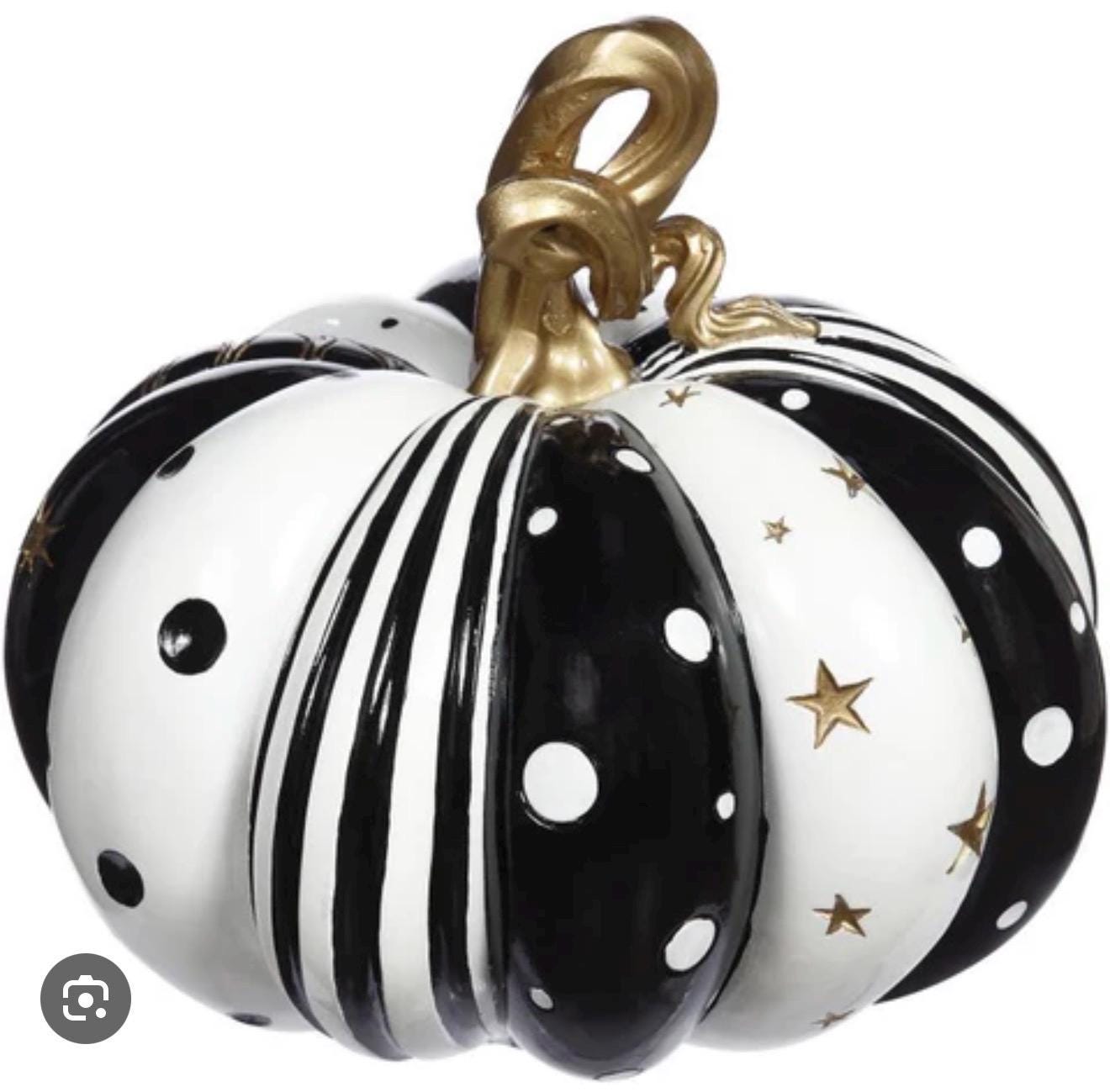 Mark Roberts Black White Gold Pumpkin