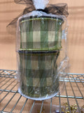 Rolls of Green Cream Check Craftex Ribbon~ Jackie, Warehouse Sale
