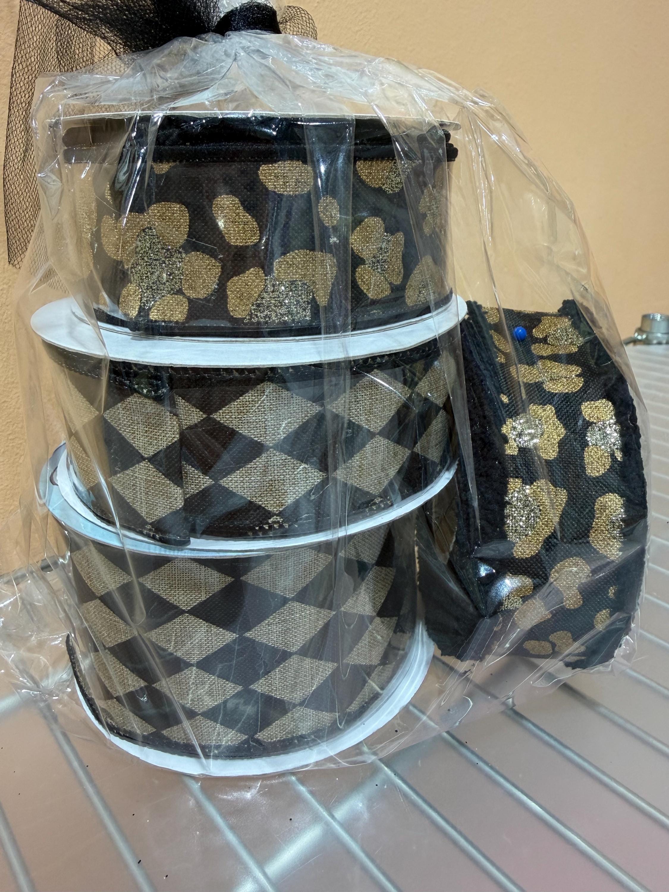 Rolls of Black Gold Burlap Ribbon~ Jackie, Warehouse Sale