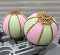 Set of Large Ornaments Jeweled~ Mint Pink