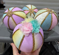 4 Ornaments Jeweled~ Pastel Gold