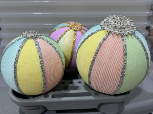 3 Ornaments Jeweled~ Pastels