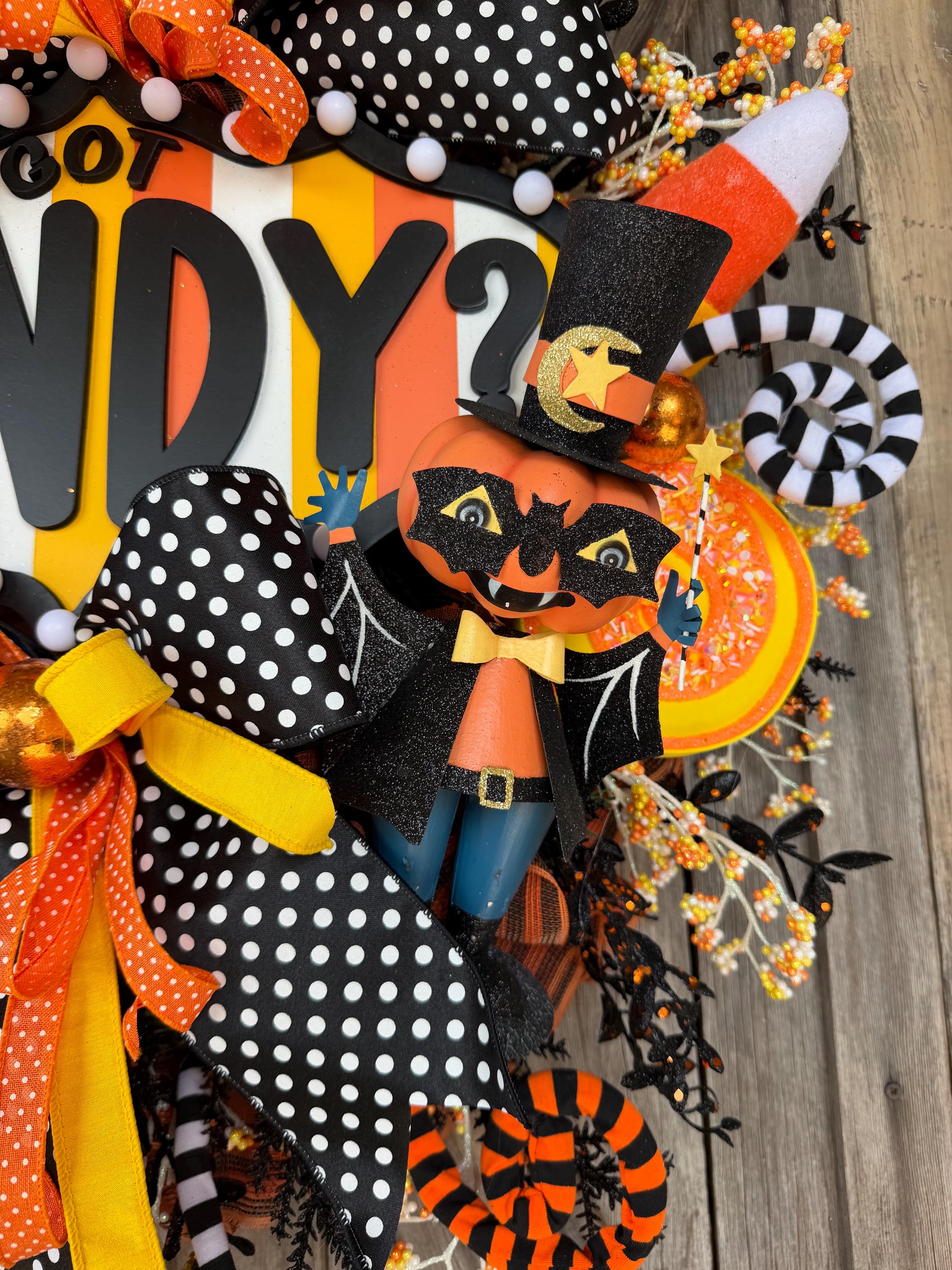 Candy Wreath, Circus Decor, Halloween Wreath, Halloween Decor, Halloween Door Hanging