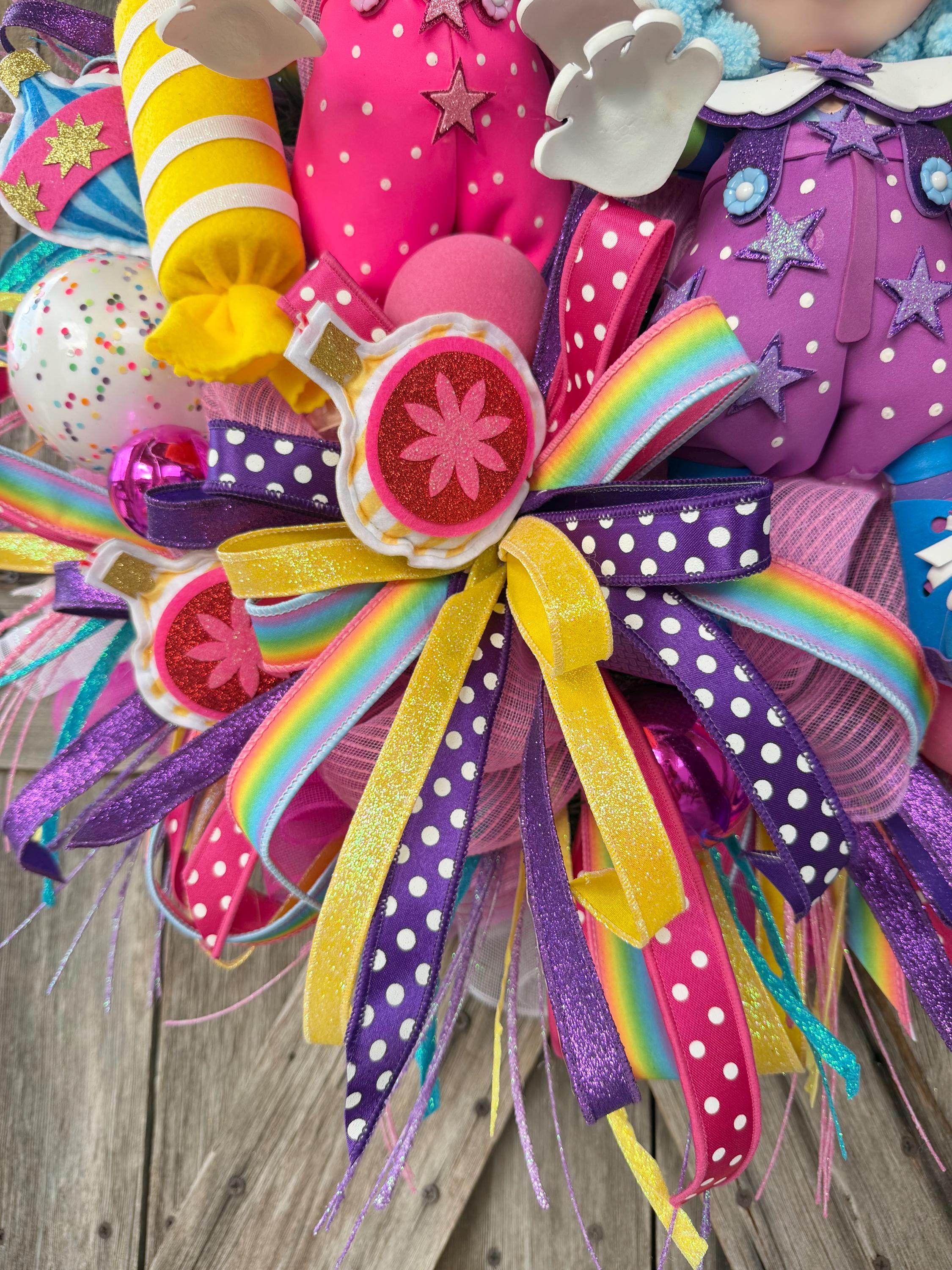 Clown Decor, Birthday Wreath, Clown Wreath, Everyday Wreath, All Season Door Hanging, Circus Wreath