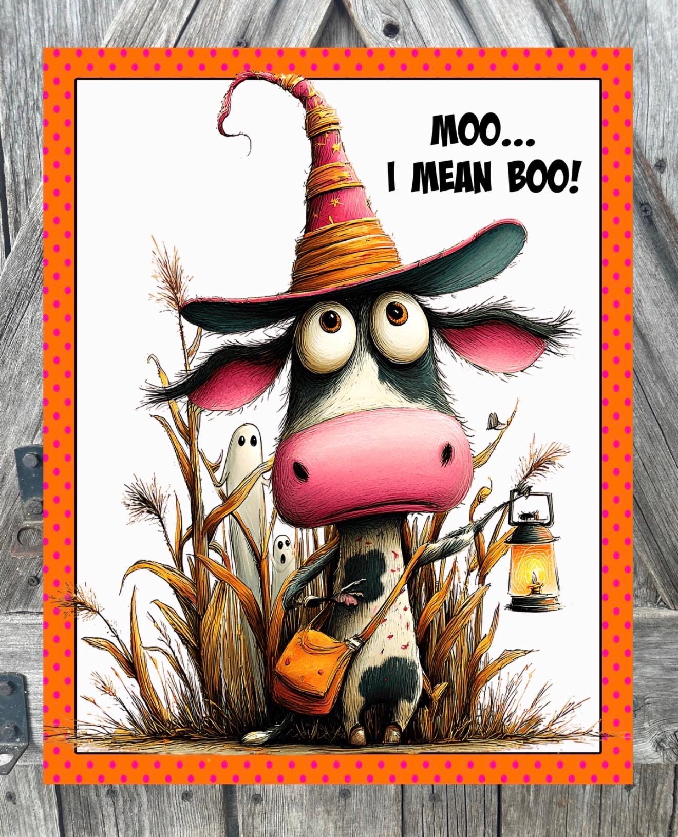 Moo Boo, Halloween Sign, Halloween Decor, Halloween Wall Art