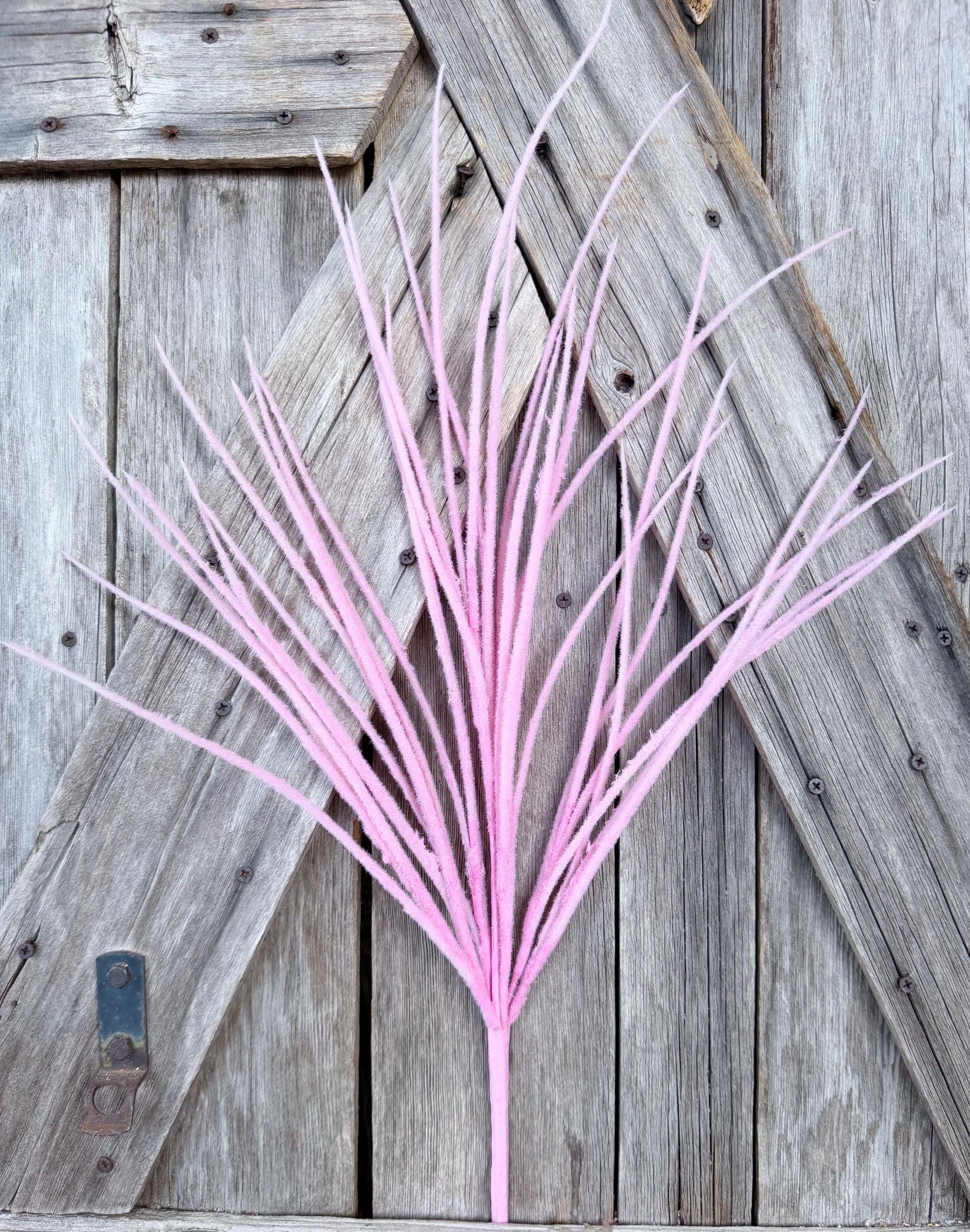 Pink Flocked Grass Spray