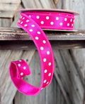 Hot Pink White Polka Dot Deluxe Wired Ribbon 7/8 Inch