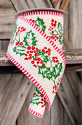 Holly Berry with Stripe Edge Wired Ribbon 2.5 Inch