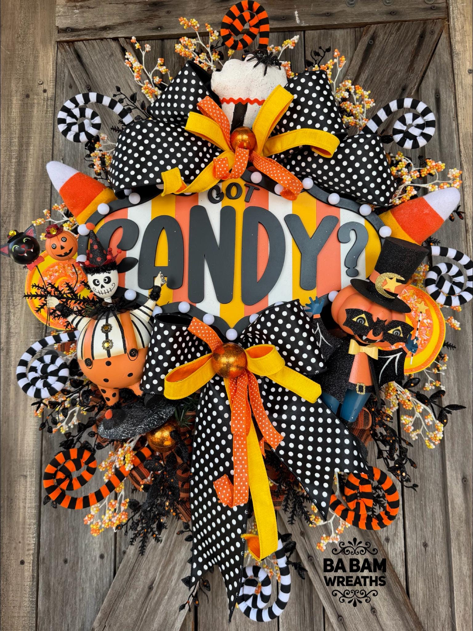 Candy Wreath, Circus Decor, Halloween Wreath, Halloween Decor, Halloween Door Hanging