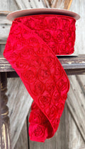Red Rosette Wired Ribbon 4 Inch