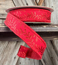 Red on Red Vine Deluxe Wired Ribbon 7/8 Inch