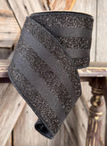 Black Glitter Stripe Delixe Wired Ribbon 4 Inch