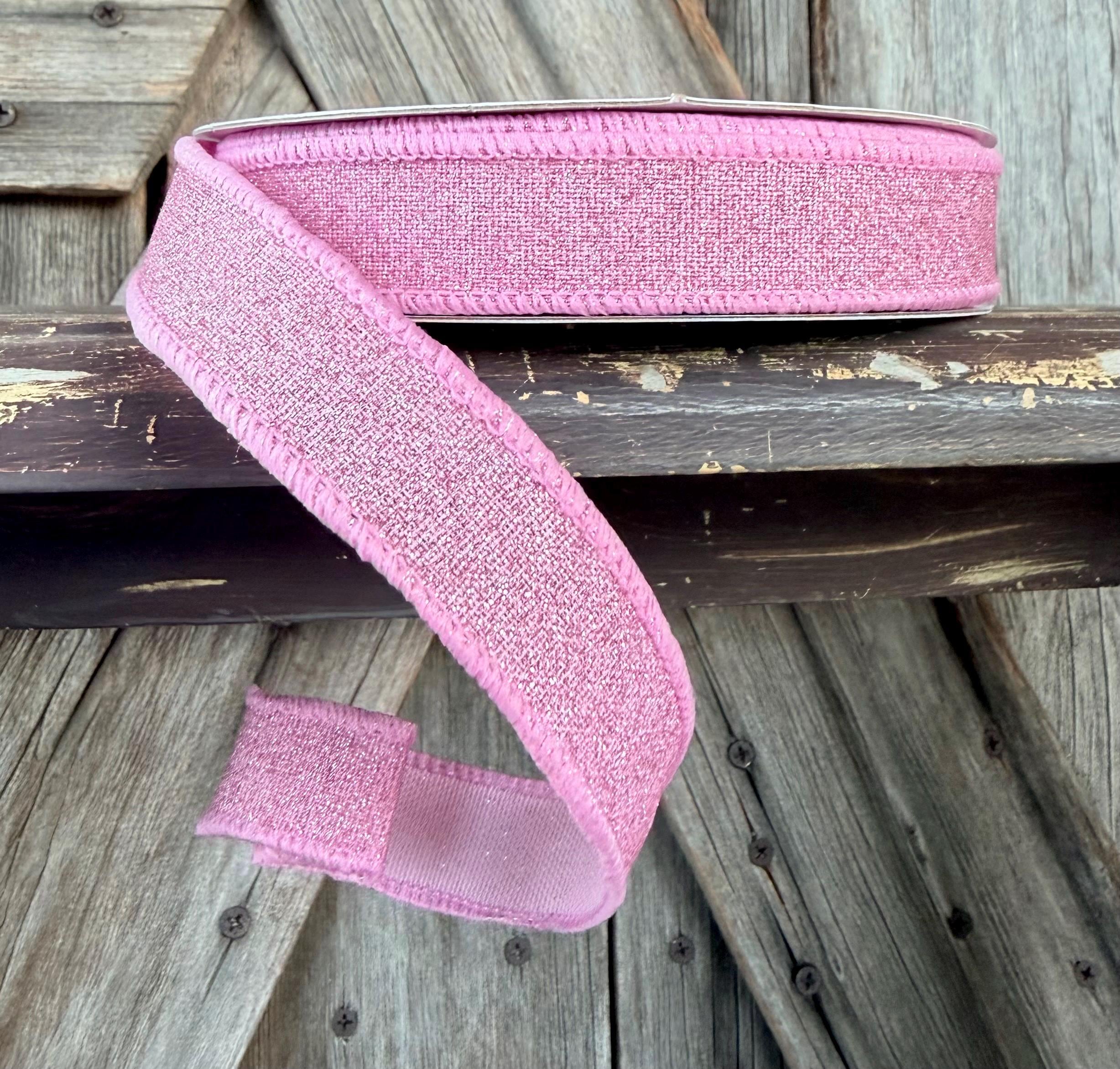 Light Pink Glitter Wired Ribbon 5/8 Inch