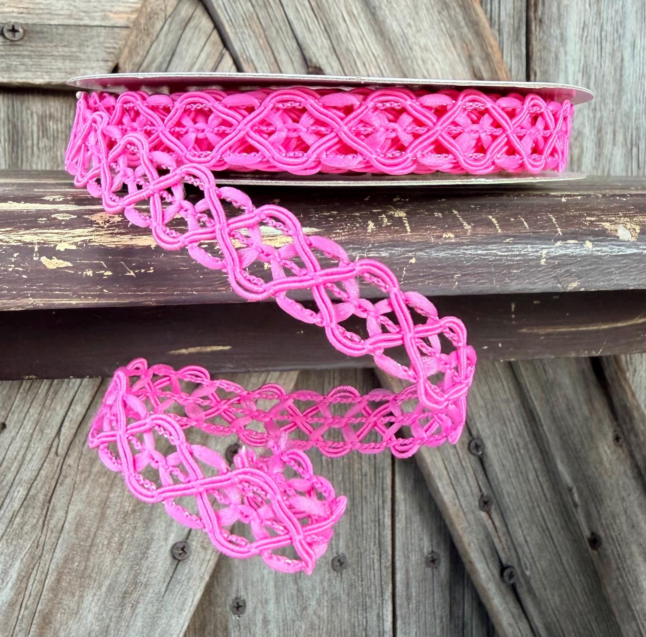 Pink Weave Wired Ribbon 5/8 Inch