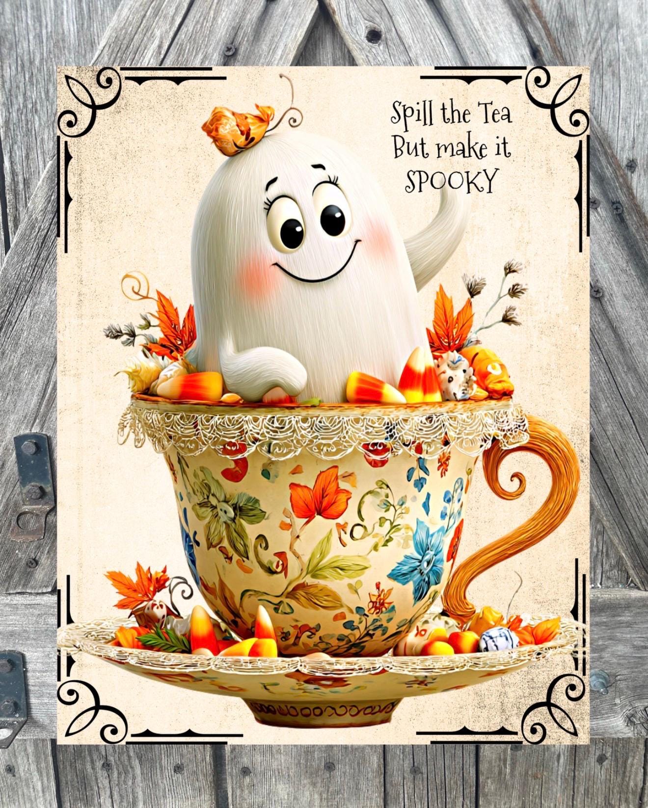 Spill The Tea, Halloween Sign, Halloween Decor, Halloween Wall Art
