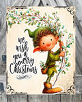 We Wish You A Merry Christmas Elf, Christmas Sign, Christmas Decor, Christmas Wall Art
