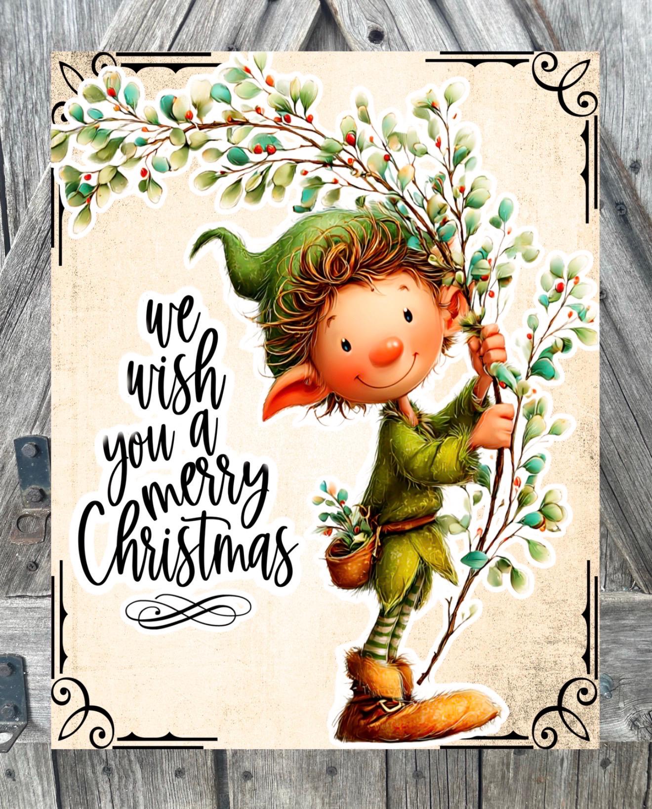 We Wish You A Merry Christmas Elf, Christmas Sign, Christmas Decor, Christmas Wall Art