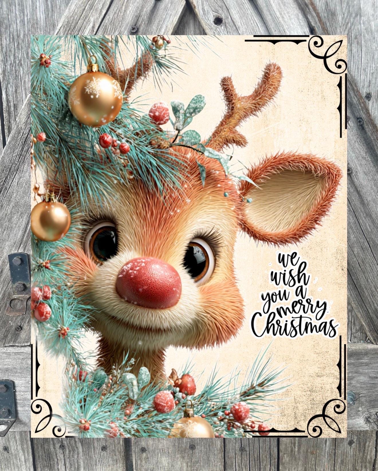 We Wish You A Merry Christmas Rudolph, Christmas Sign, Christmas Decor, Christmas Wall Art