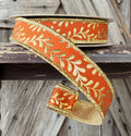 Autumn Orange and Gold Vine Deluxe Wired Ribbon 7/8 Inch