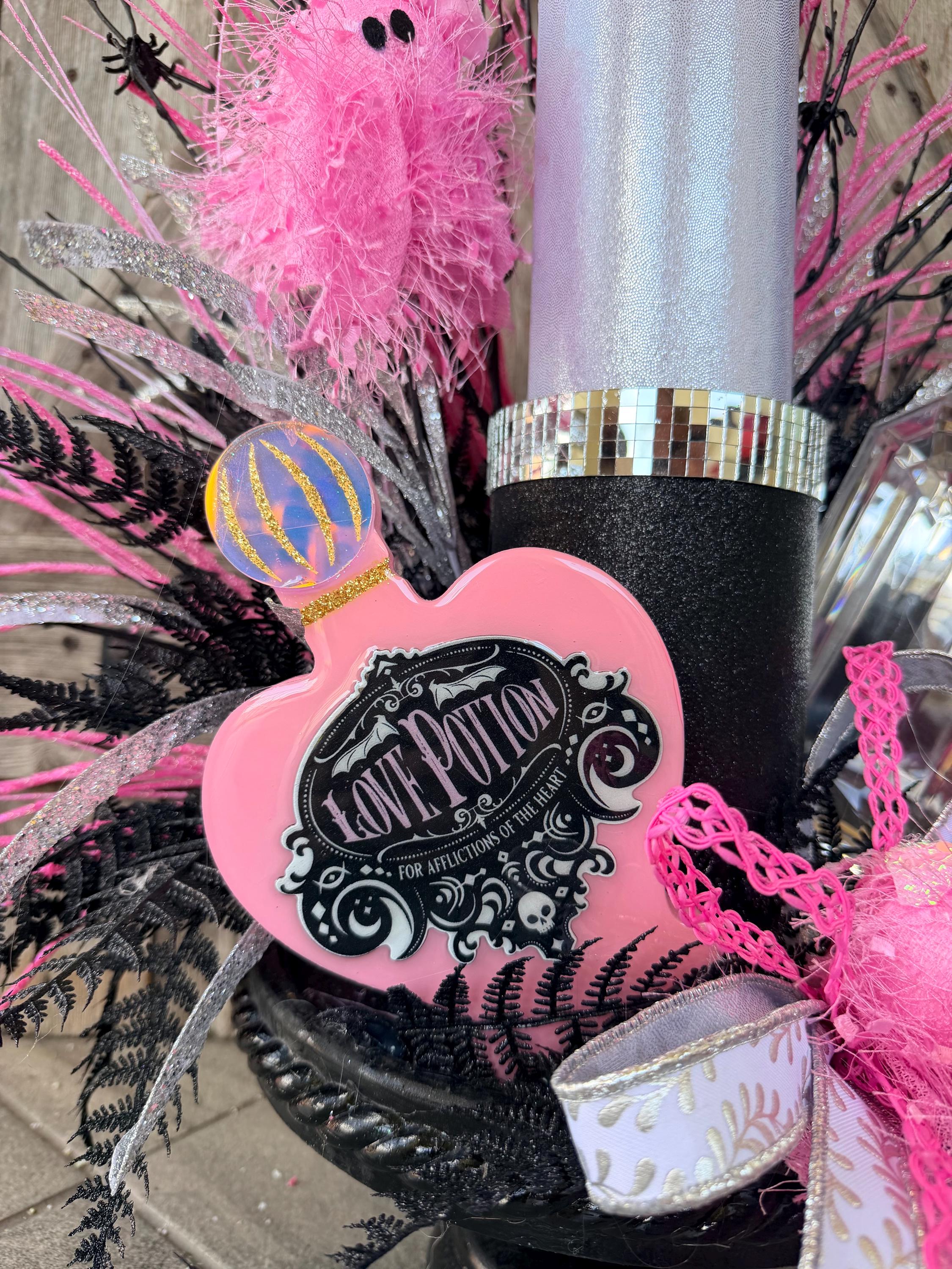 Halloween Centerpiece, Halloween Glam Centerpiece, Pink Arrangement, Floral Arrangement