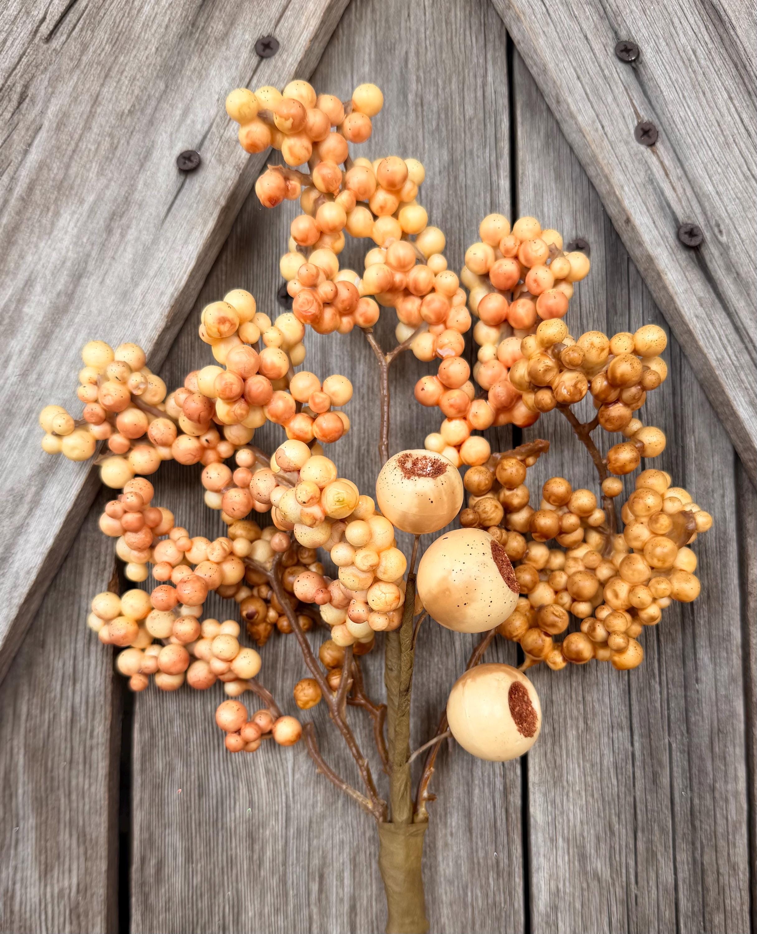 Beige Cream Berry Pod Spray , Wreath Supply, Floral