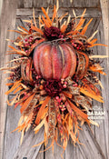 Autumn Wreath, Pumpkin Wreath, Fall Decor, Halloween Swag, Fall Wreath, Fall Door