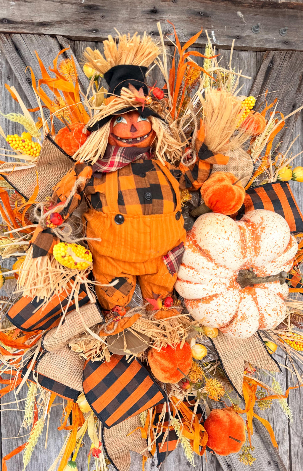 Autumn Wreath, Scarecrow Wreath, Fall Decor, Halloween Swag, Fall Wreath, Fall Door