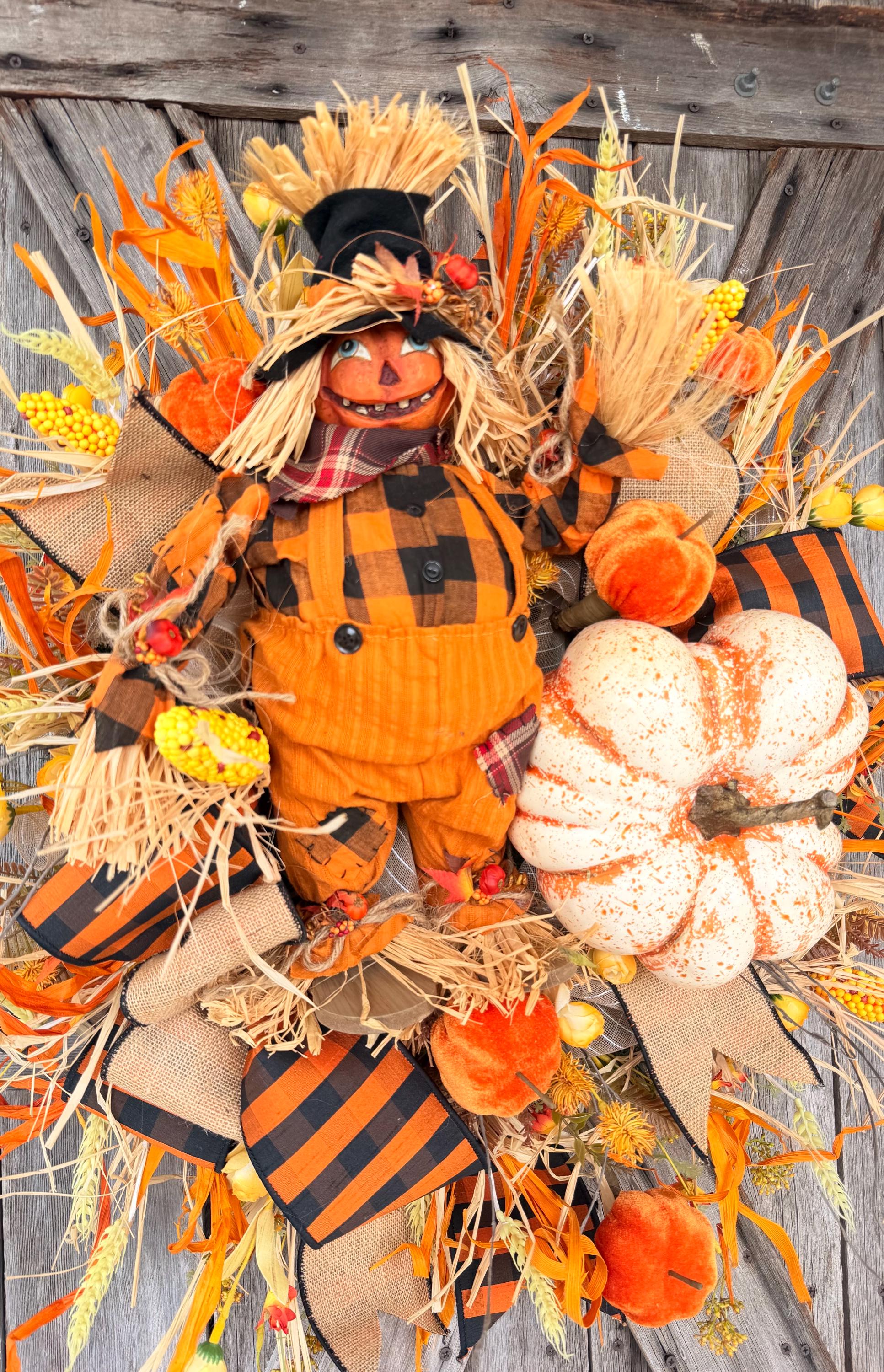Autumn Wreath, Scarecrow Wreath, Fall Decor, Halloween Swag, Fall Wreath, Fall Door