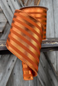 Autumn Copper Stripe Wired Ribbon 4 Inch