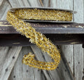 Gold Tinsel Weave Wired Ribbon 5/8 Inch