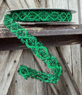 Emerald Green Tinsel Weave Wired Ribbon 5/8 Inch