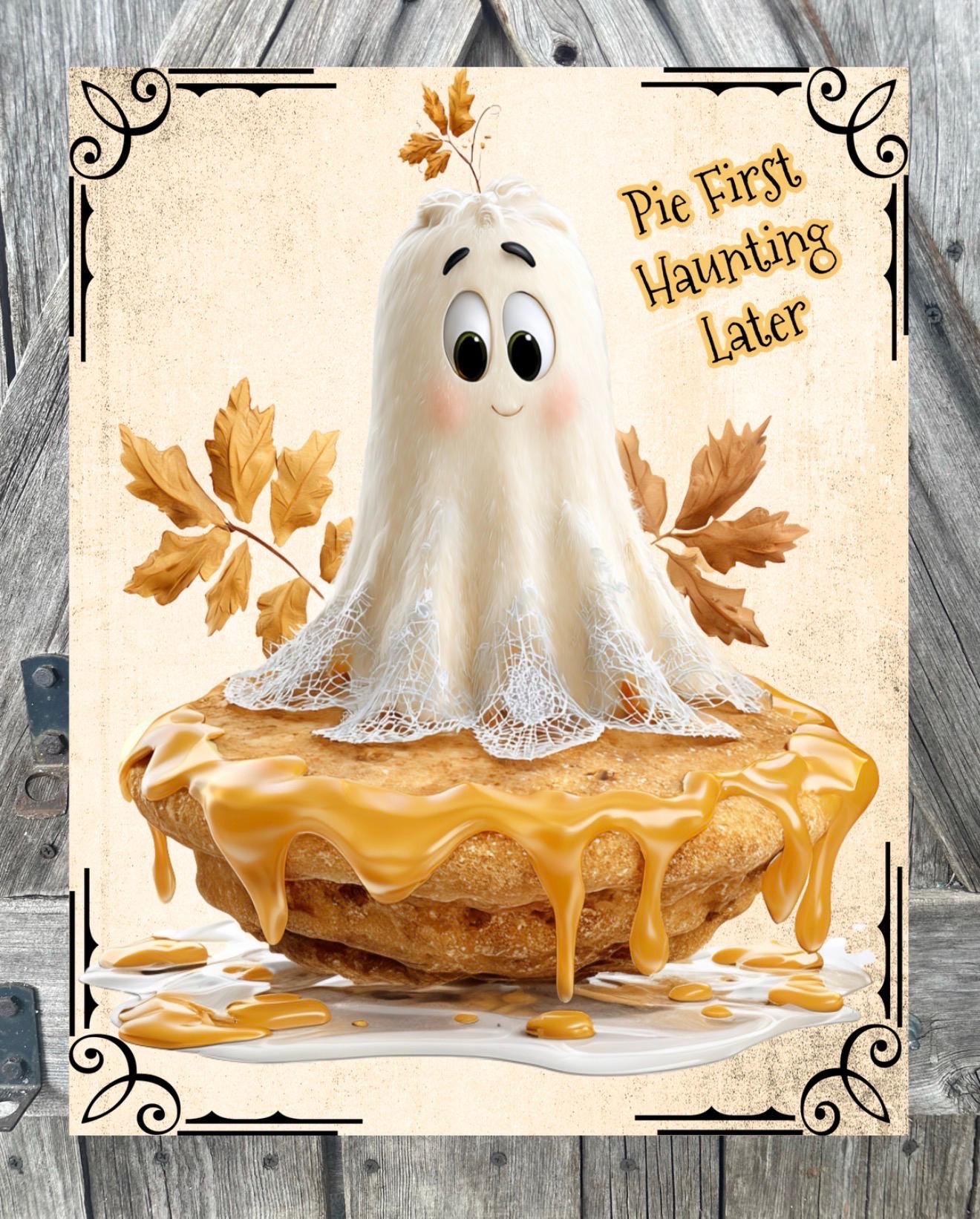 Pie First, Halloween Sign, Halloween Decor, Halloween Wall Art