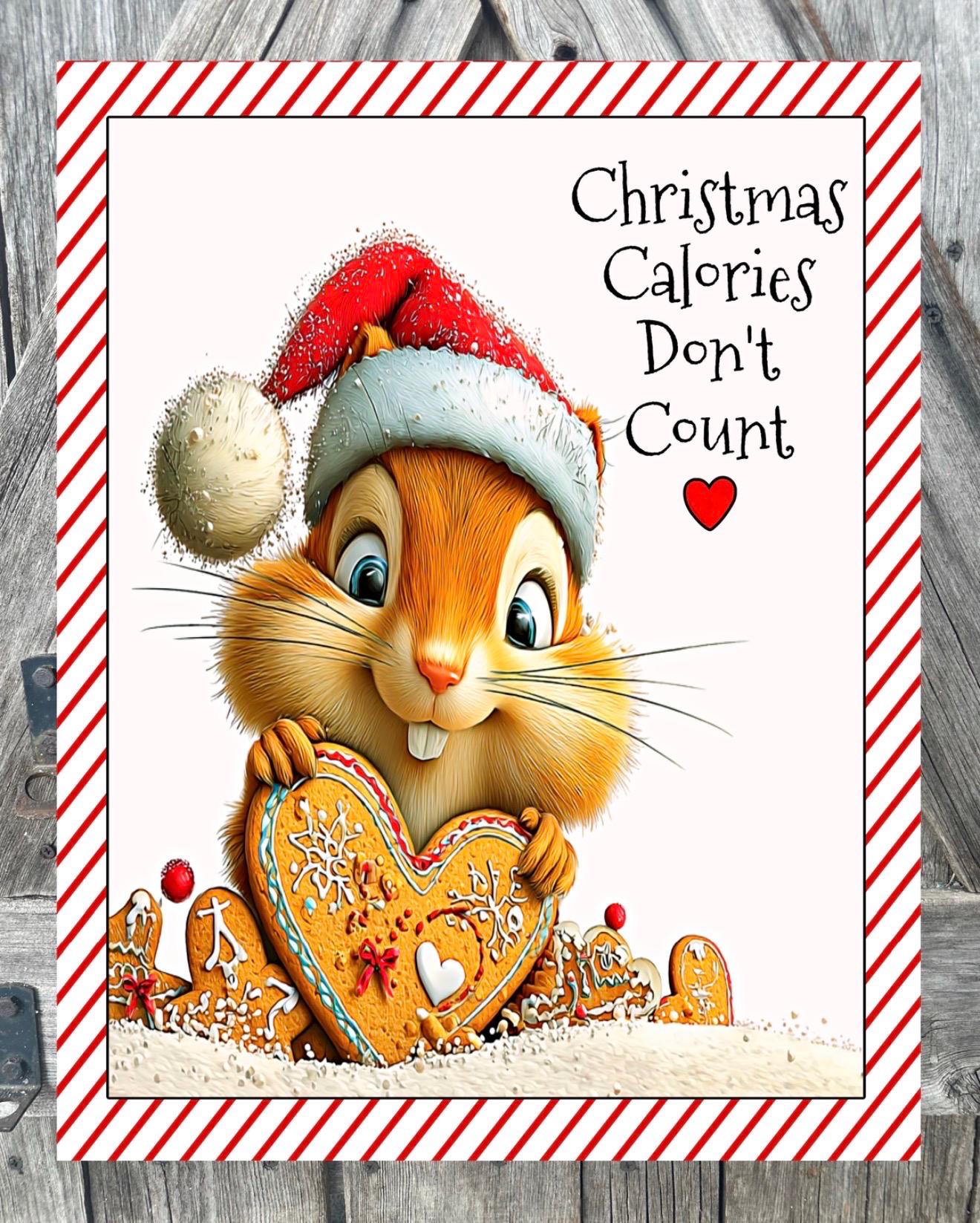 Christmas Calories Don’t Count Chipmunk, Christmas Sign, Christmas Decor, Christmas Wall Art