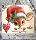 Seasons Greeting Deer, Christmas Sign, Christmas Decor, Christmas Wall Art