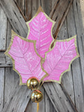 Pink Gold Holly Spray