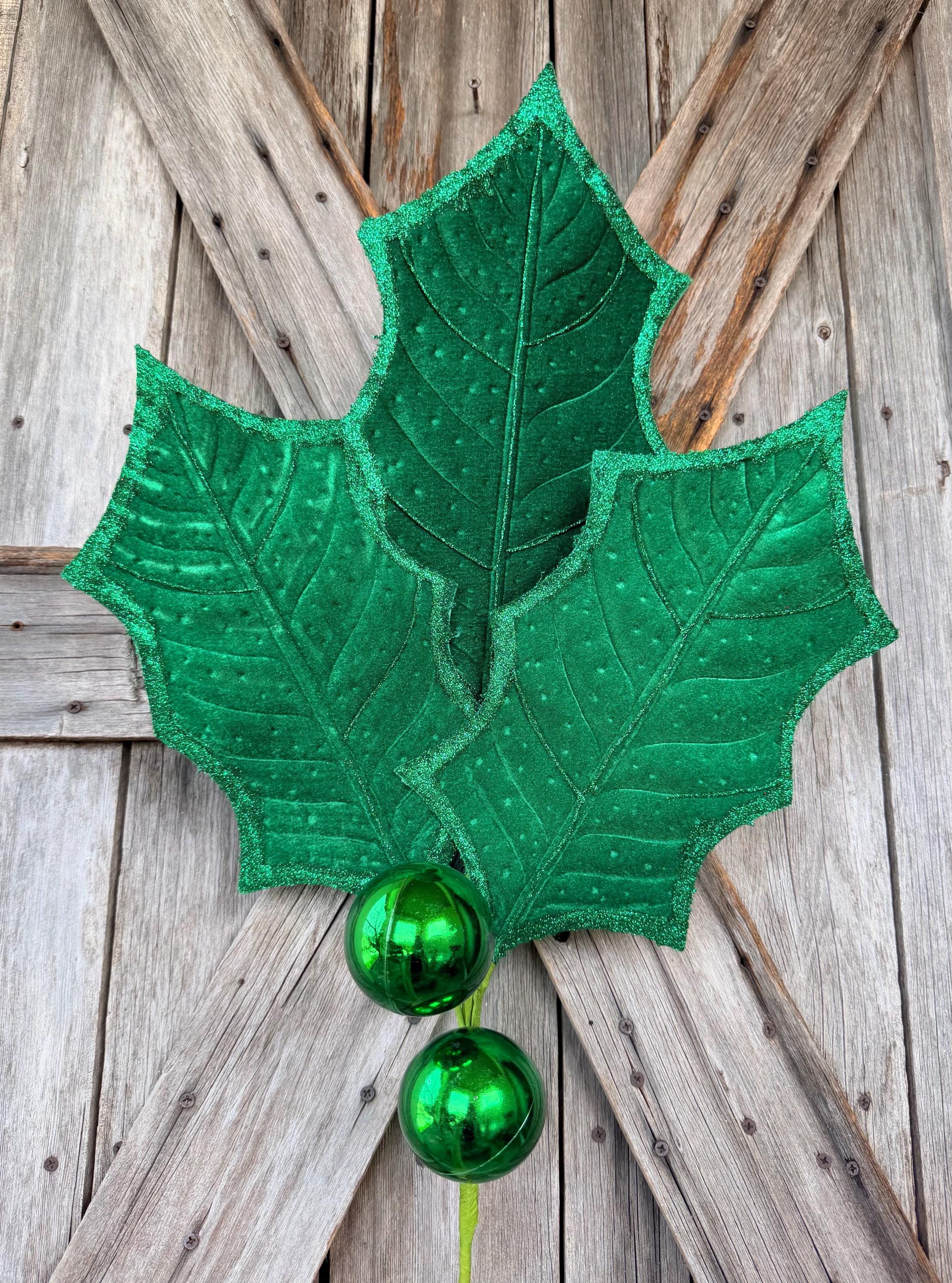 Large Emerald Green Holly Spray