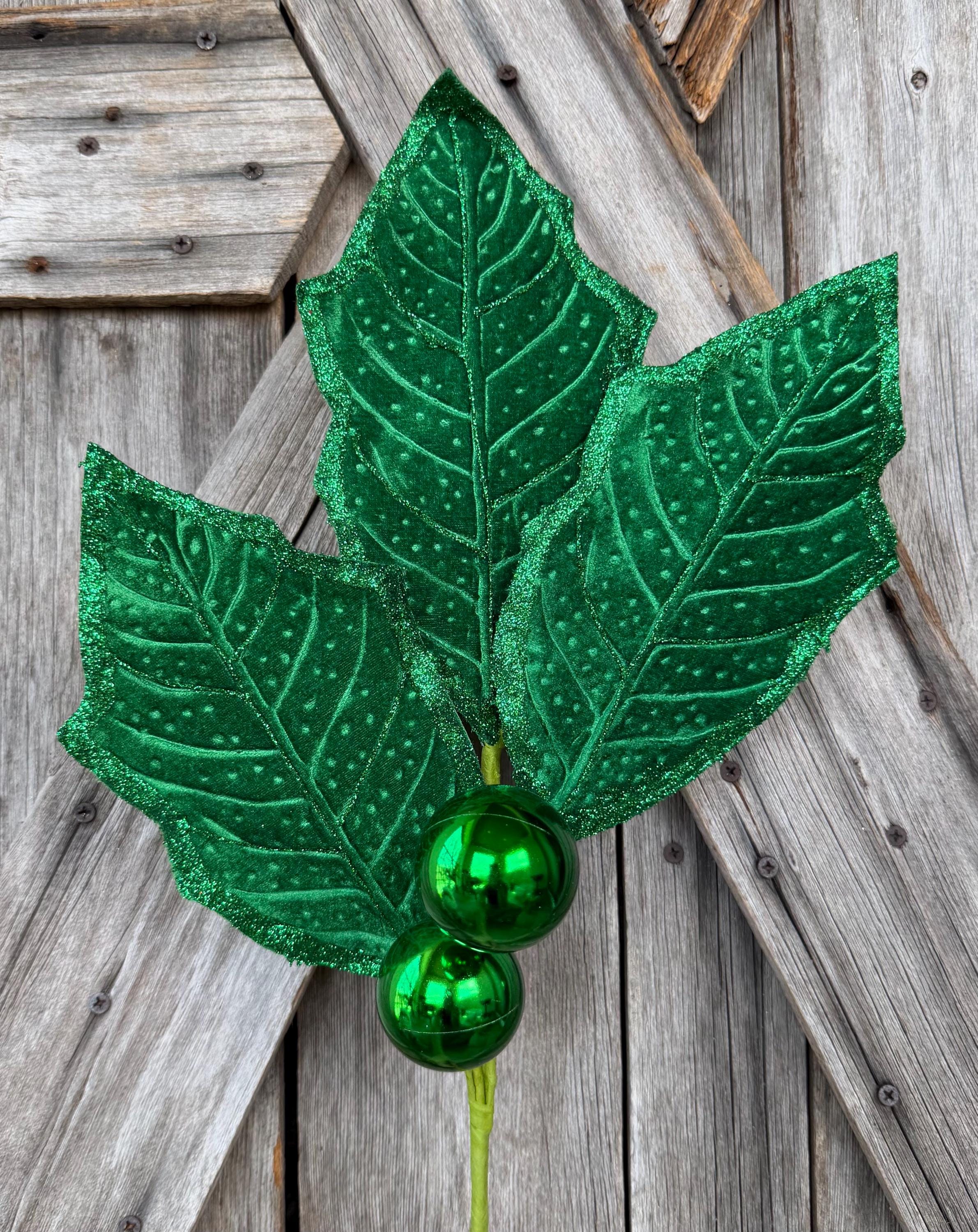 Emerald Green Holly Spray