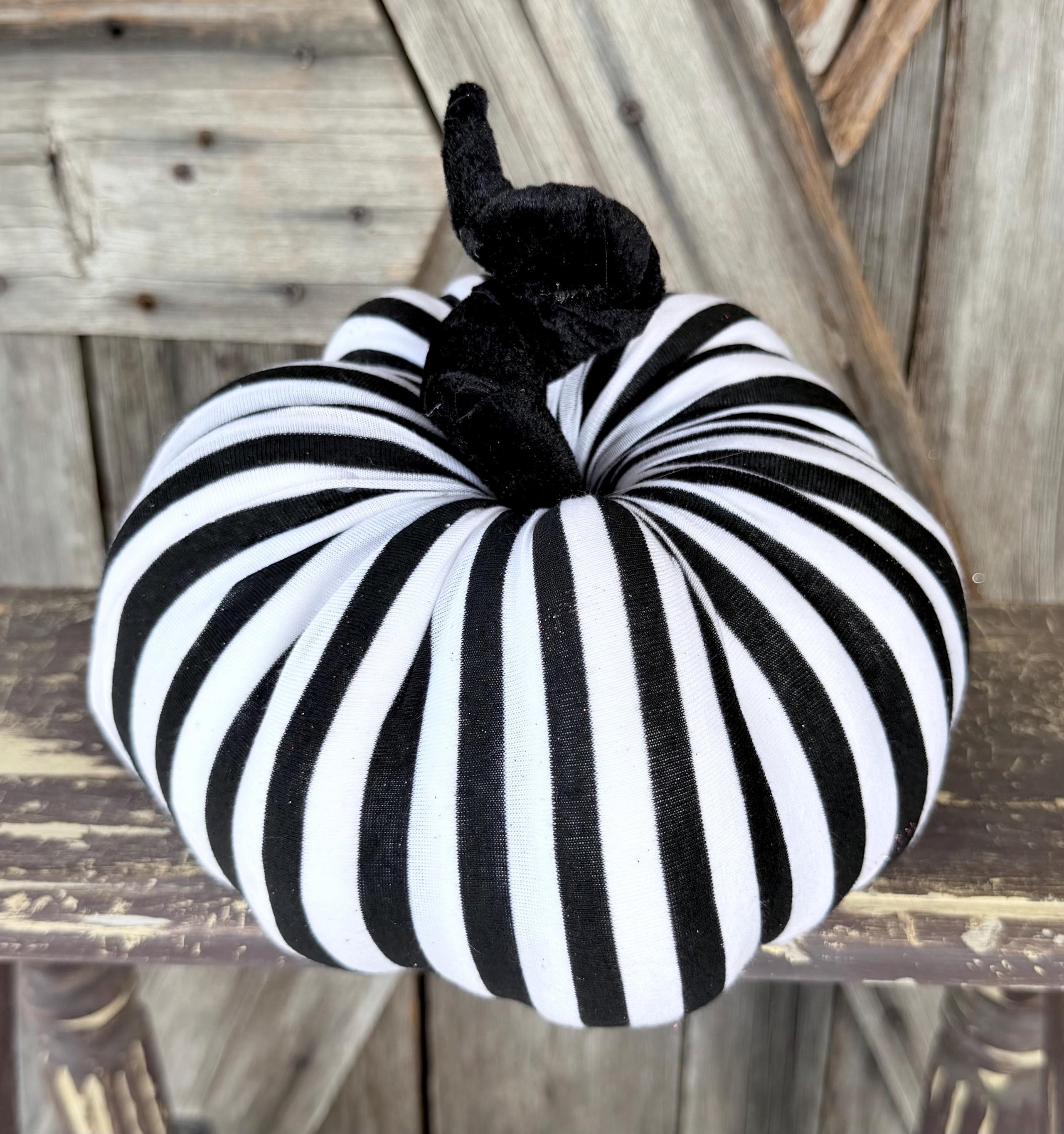Black White Stripe Pumpkin 8 inches